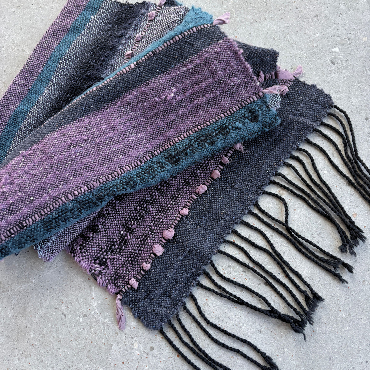 Handwoven Scarf - Dusty Lavender - Dark Teal