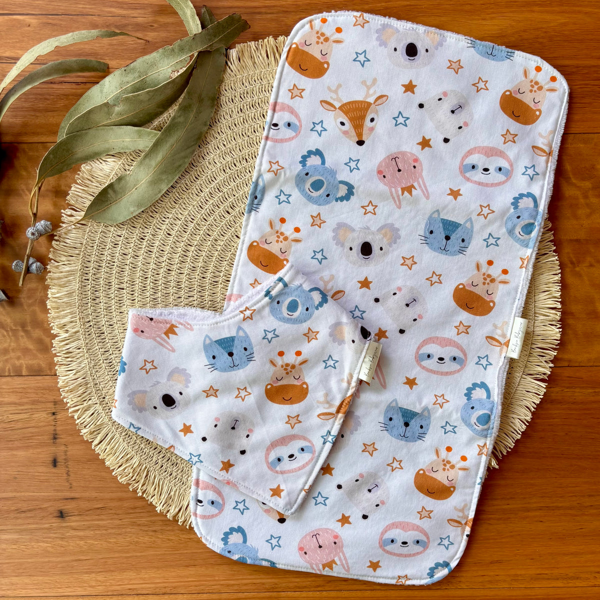 Baby Bib and Burp Cloth Set | Starry Animals | Ready to Ship