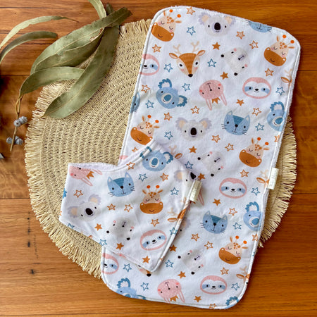 Baby Bib and Burp Cloth Set | Starry Animals | Ready to Ship