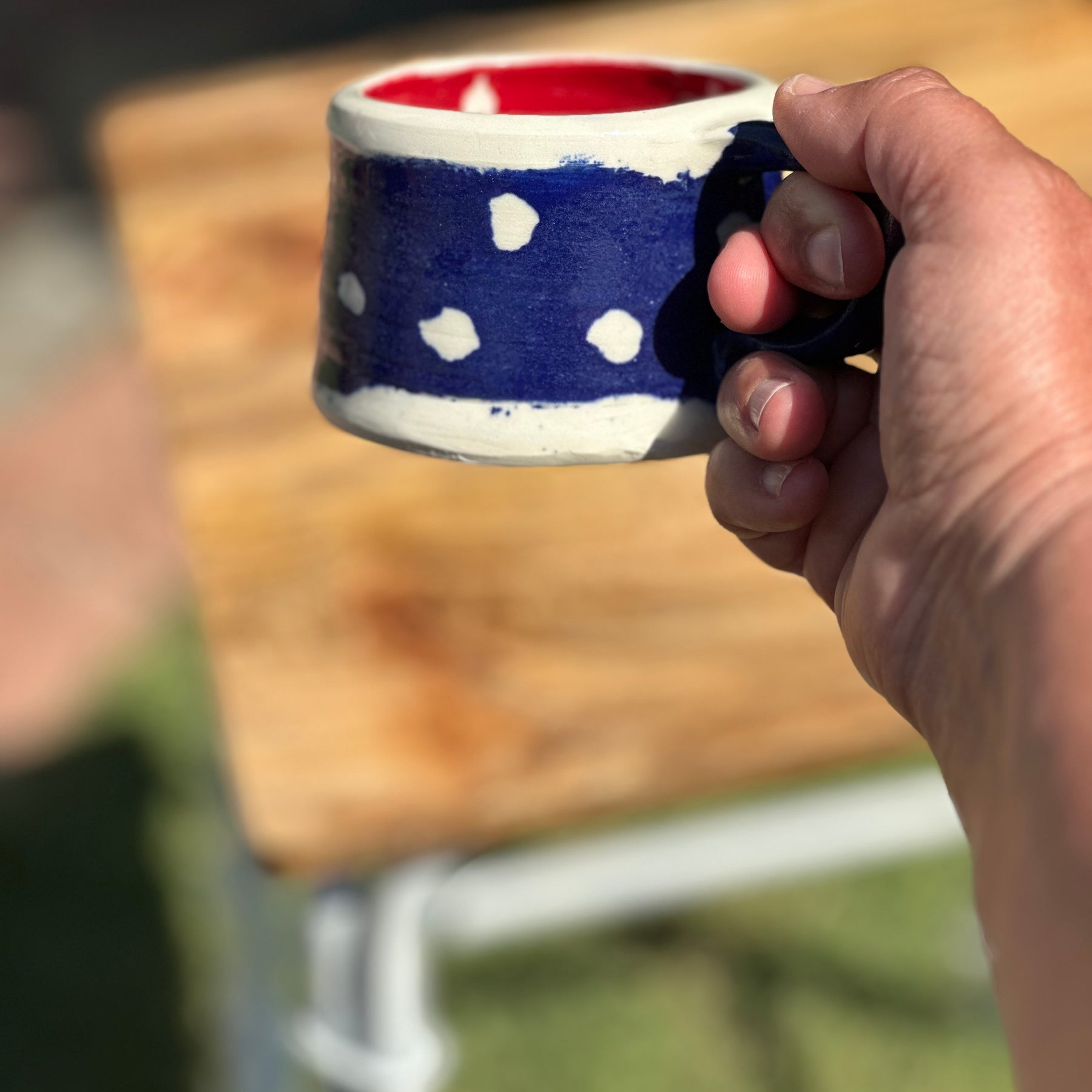 Polka Dot Mug  - Red and Blue