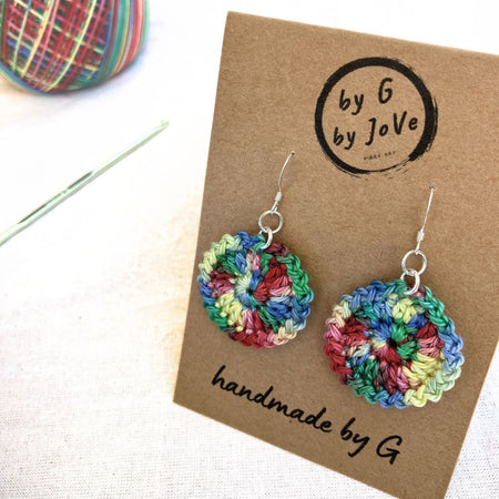 Rainbow Fun - Handmade Cotton Crochet Dangle Earrings