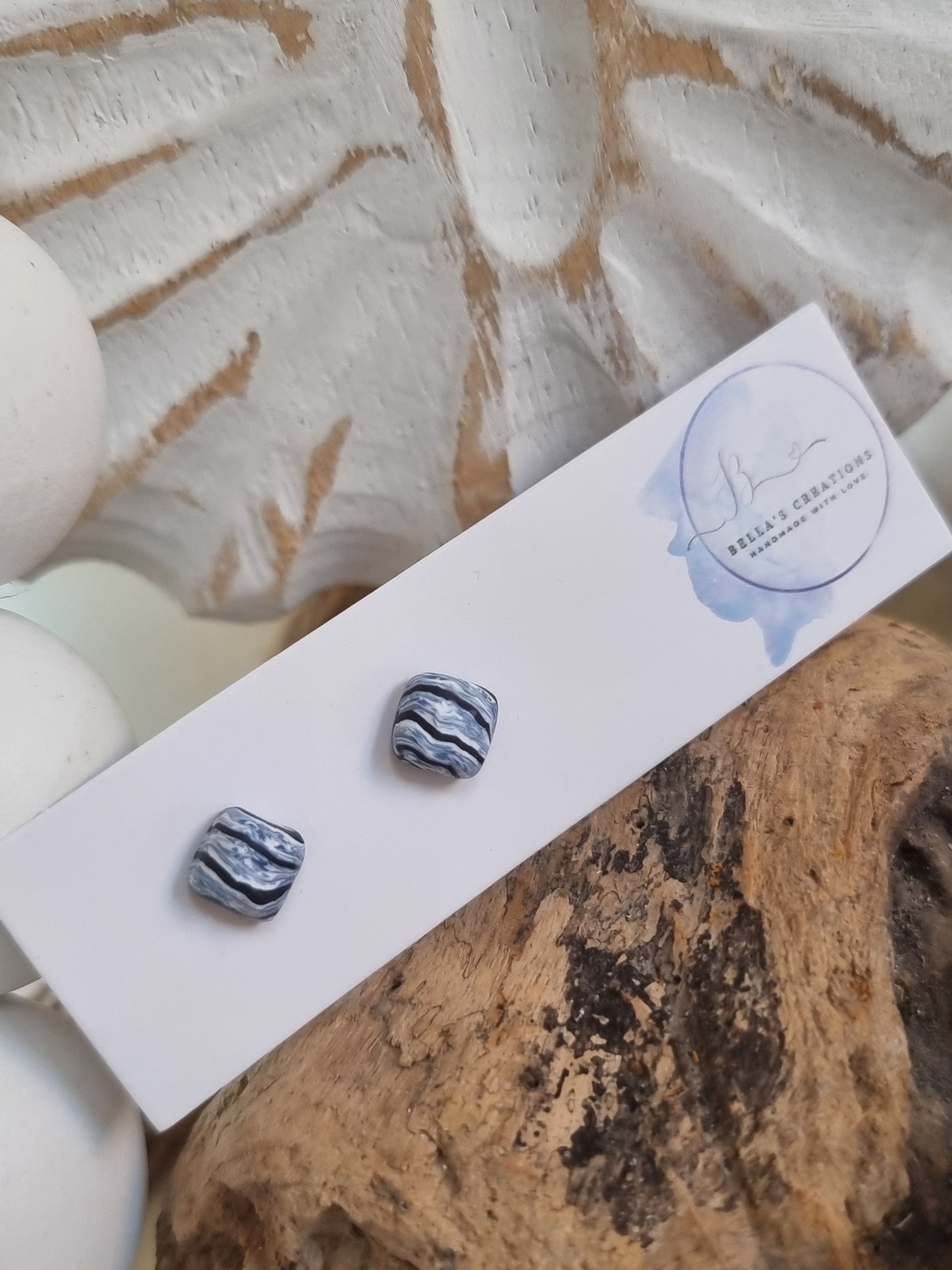Midnight Marble Studs
