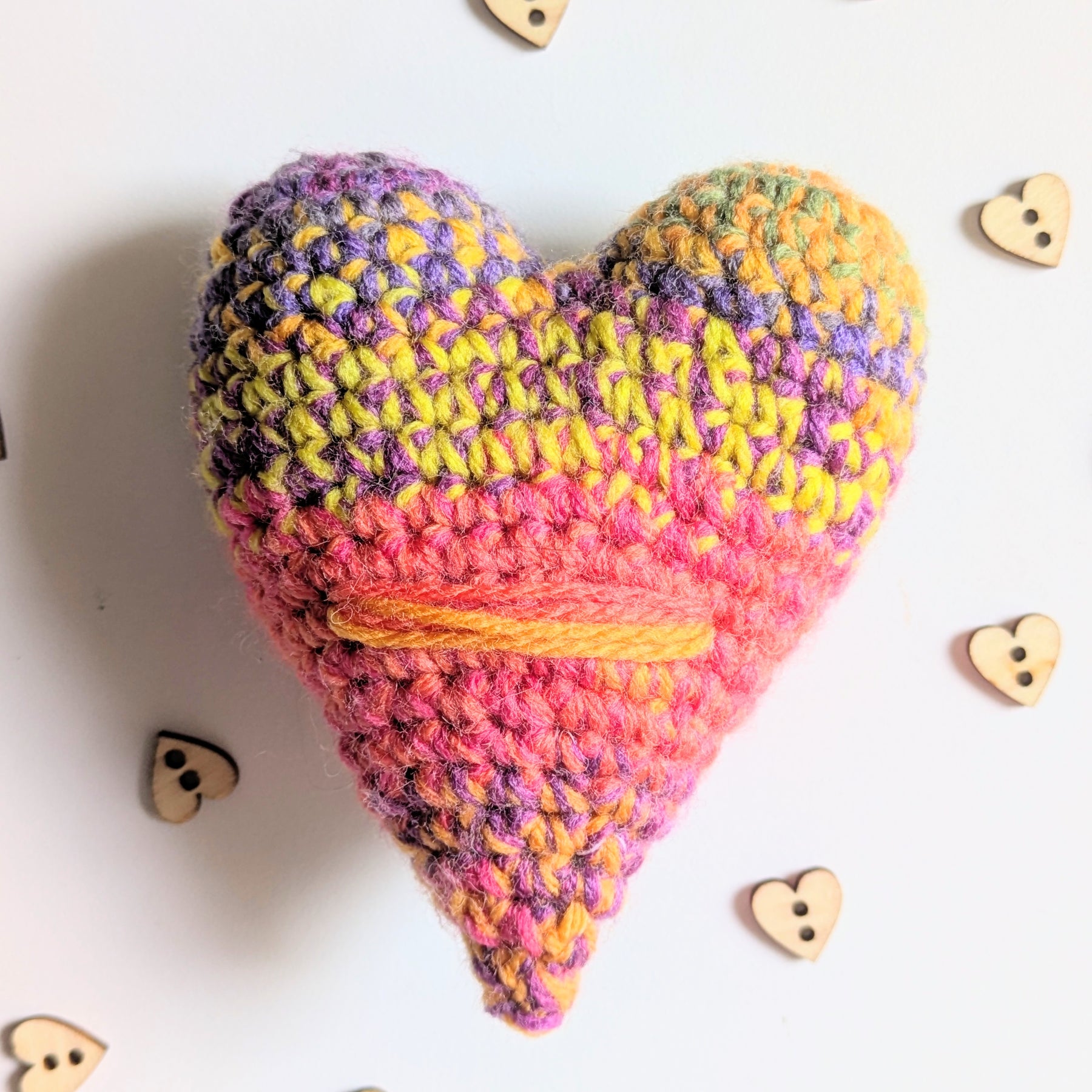 'Love Is Love' Heart Handmade Crochet Rainbow Valentine