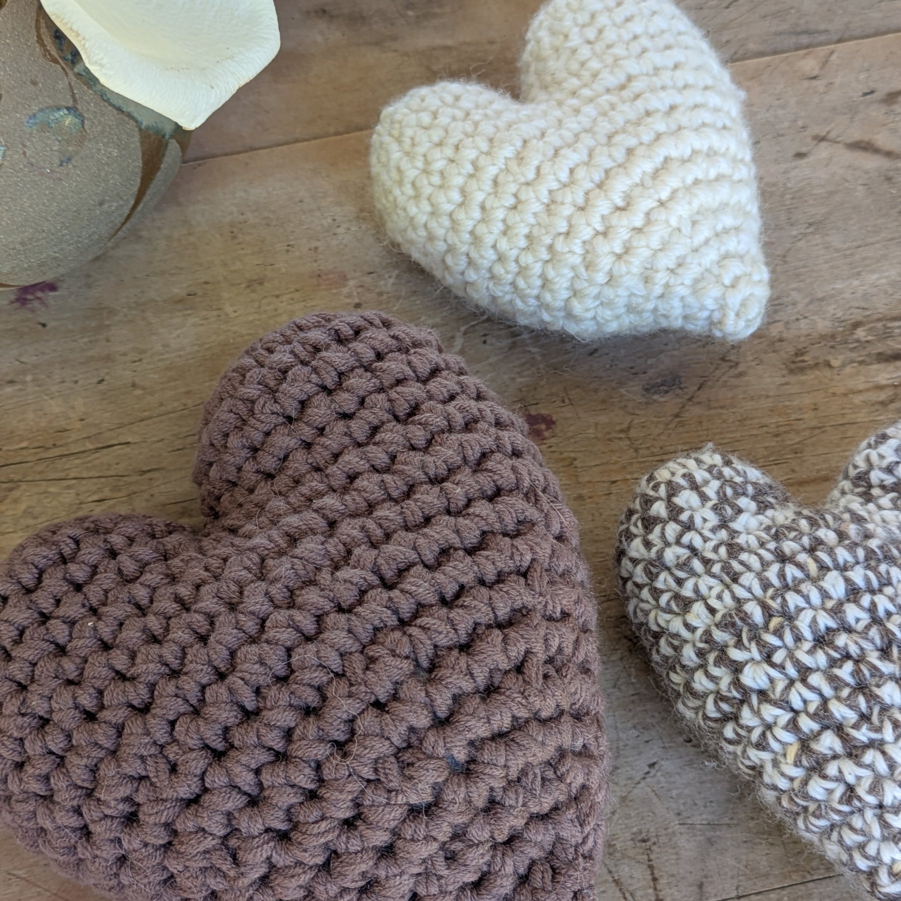'Love is Love' Heart Natural Colours Textured Crochet