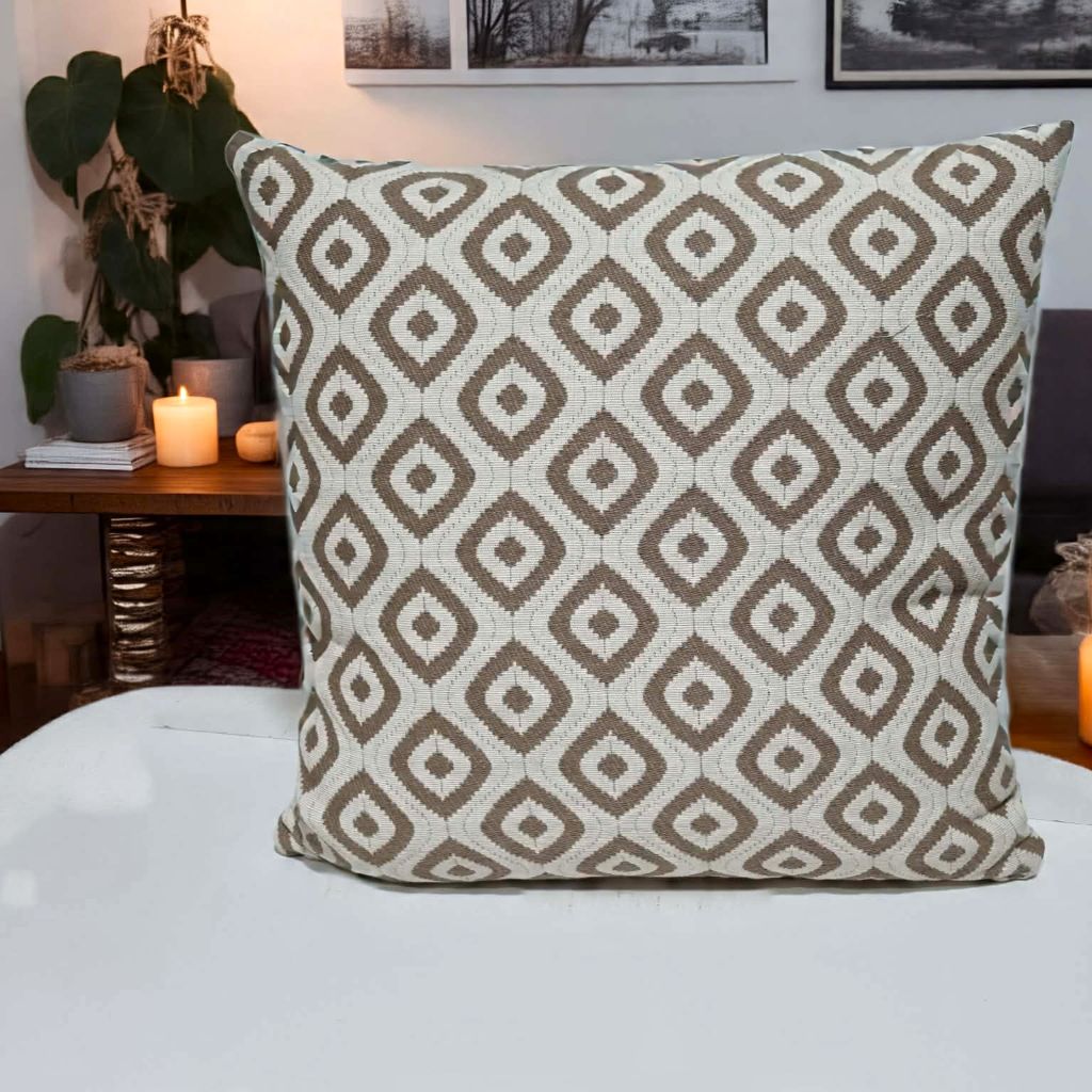 Elegant soft brown and beige jacquard Cushion Cover – Contemporary Luxe 45x45cm