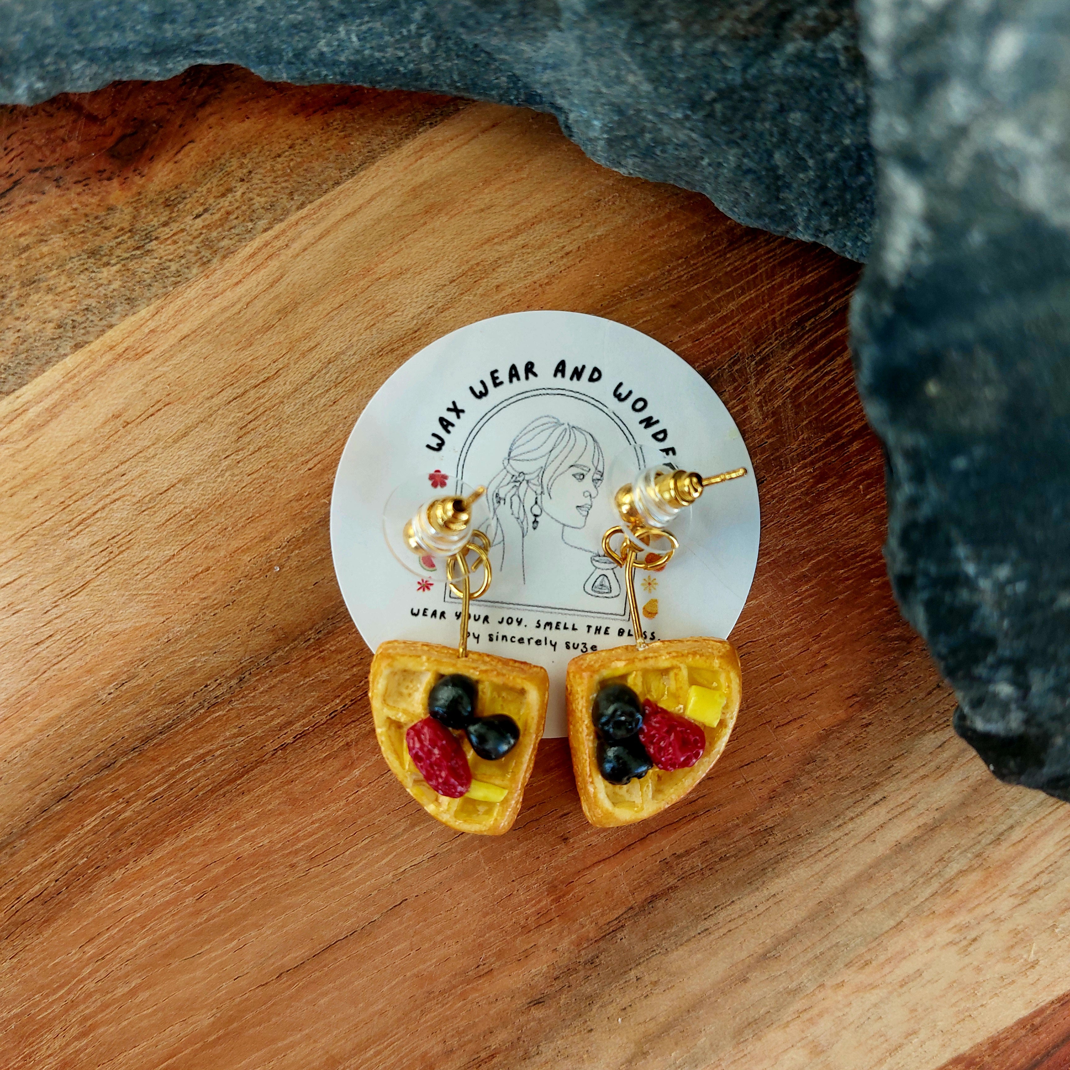 Waffle & Berry Earrings | Food Inspired Statement Earrings