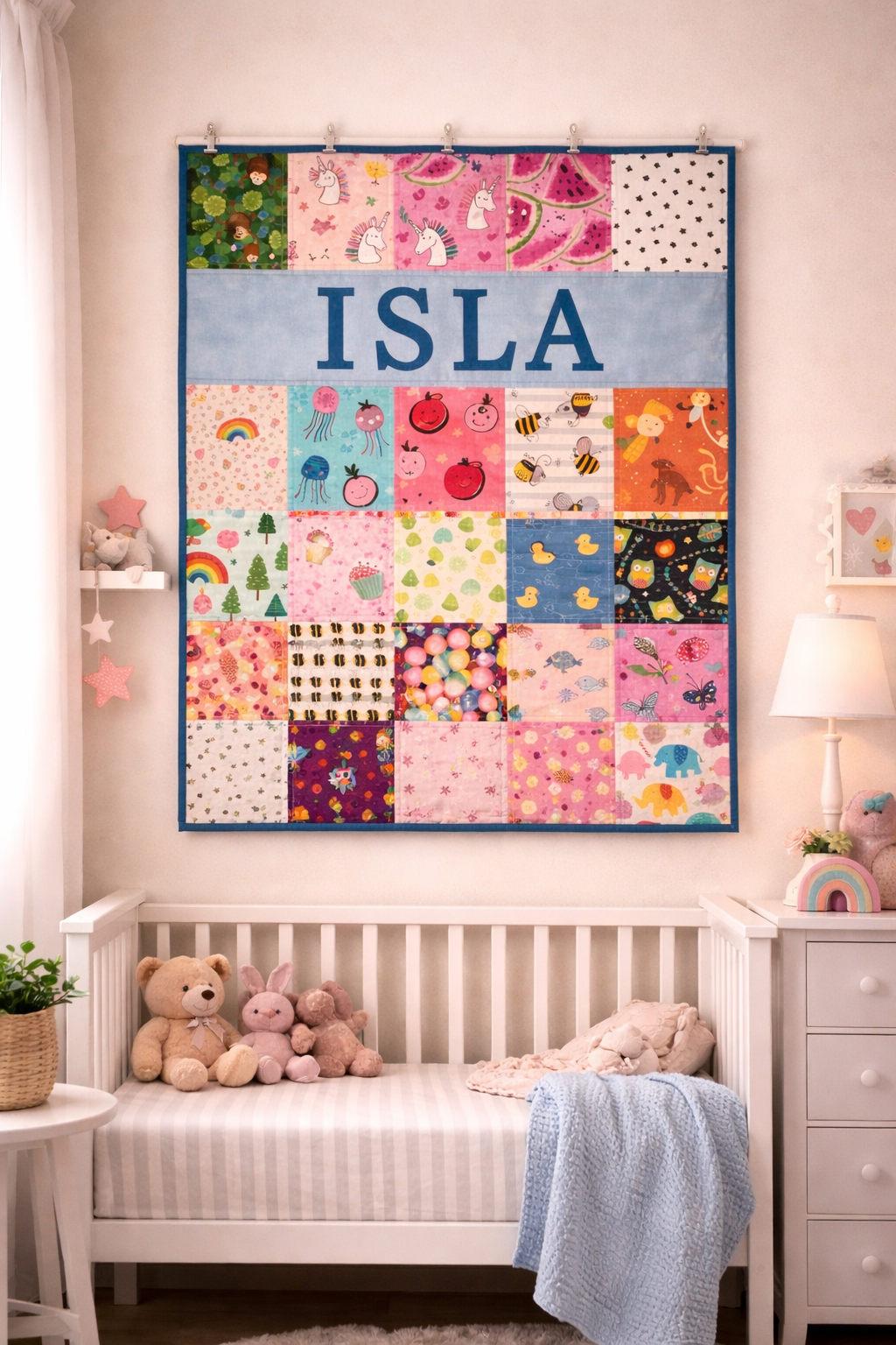 Personalised "I SPY" Patchwork Quilt - Custom Made to order - COT SZE -