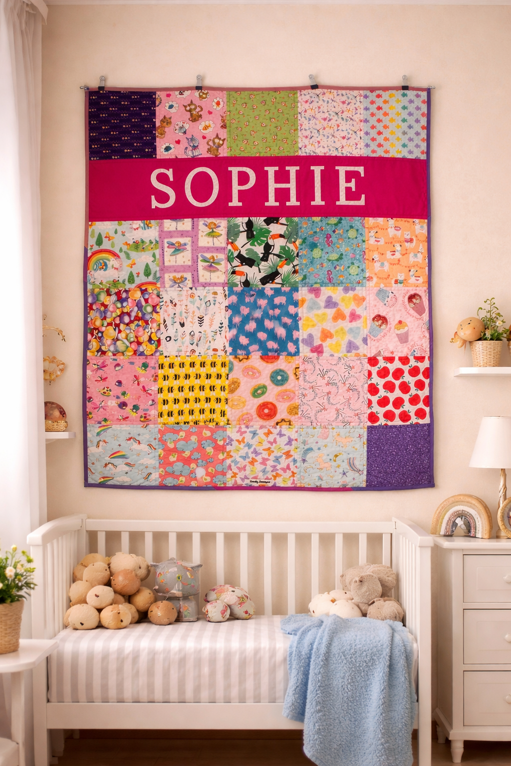Personalised "I SPY" Patchwork Quilt - Custom Made to order - COT SZE -