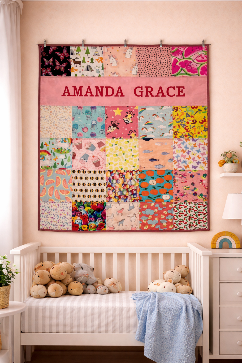 Personalised "I SPY" Patchwork Quilt - Custom Made to order - COT SZE -
