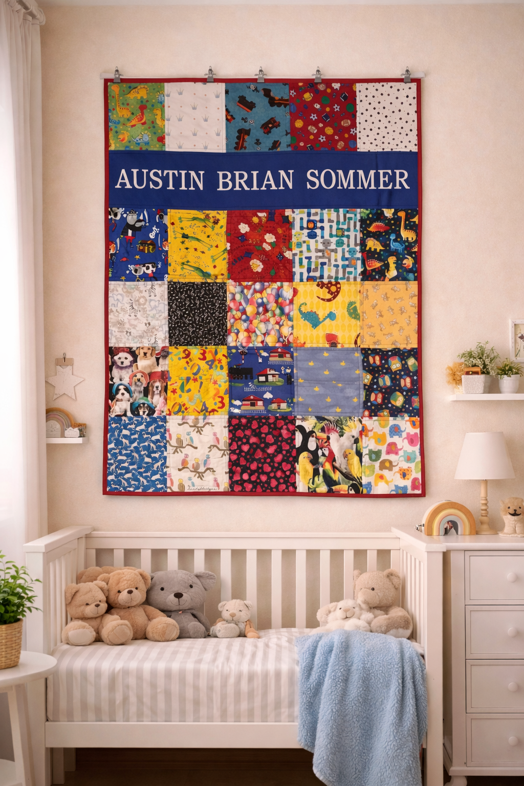 Personalised "I SPY" Patchwork Quilt - Custom Made to order - COT SZE -