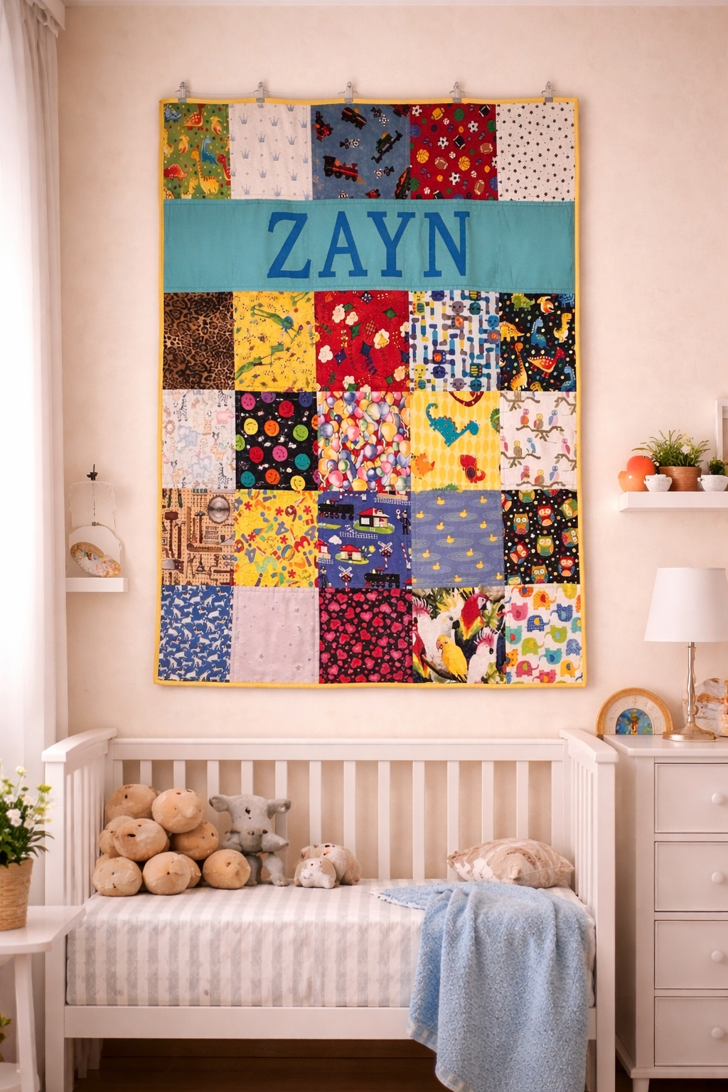 Personalised "I SPY" Patchwork Quilt - Custom Made to order - COT SZE -
