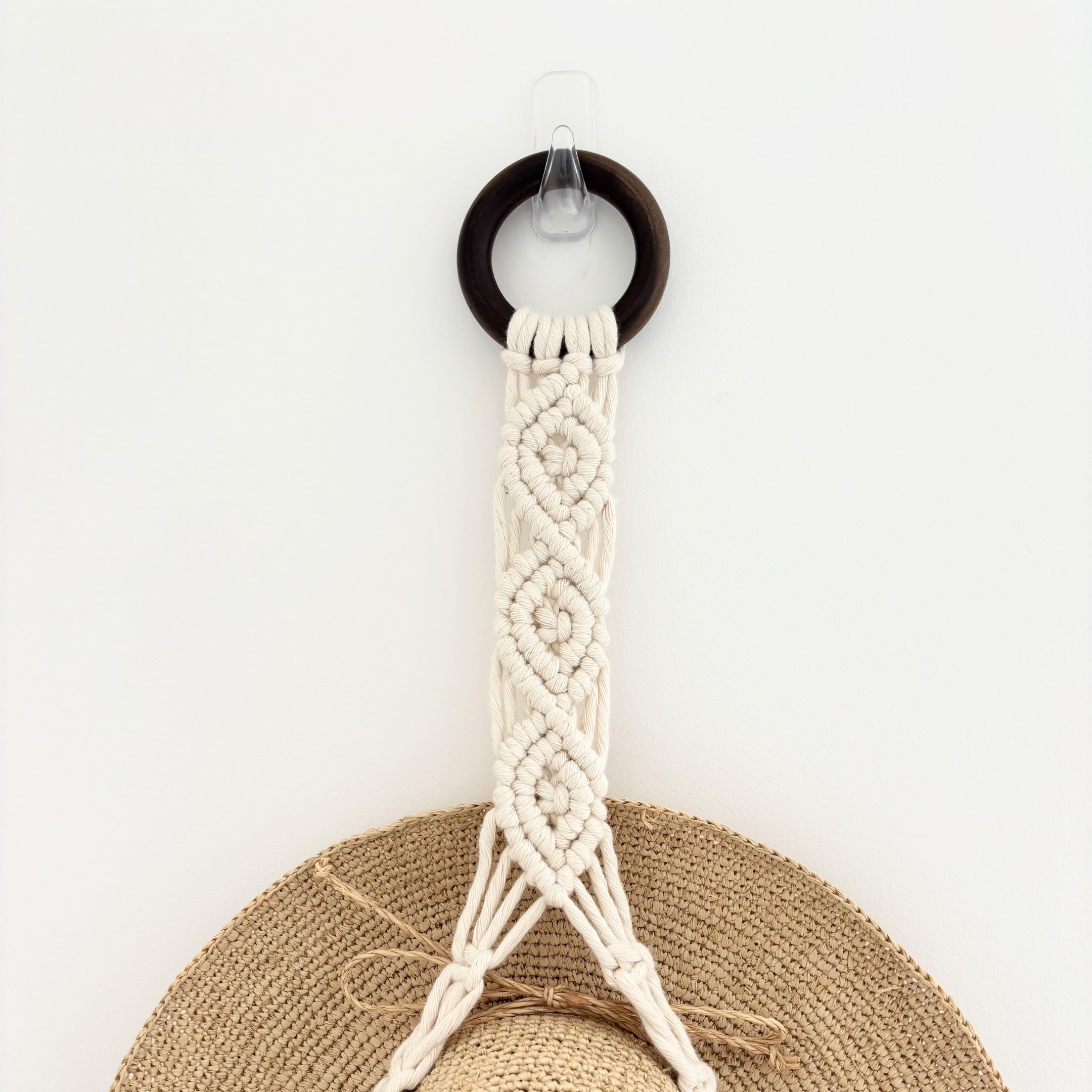 Macrame Hat Hanger - Double - Driftwood or Wood Ring Option