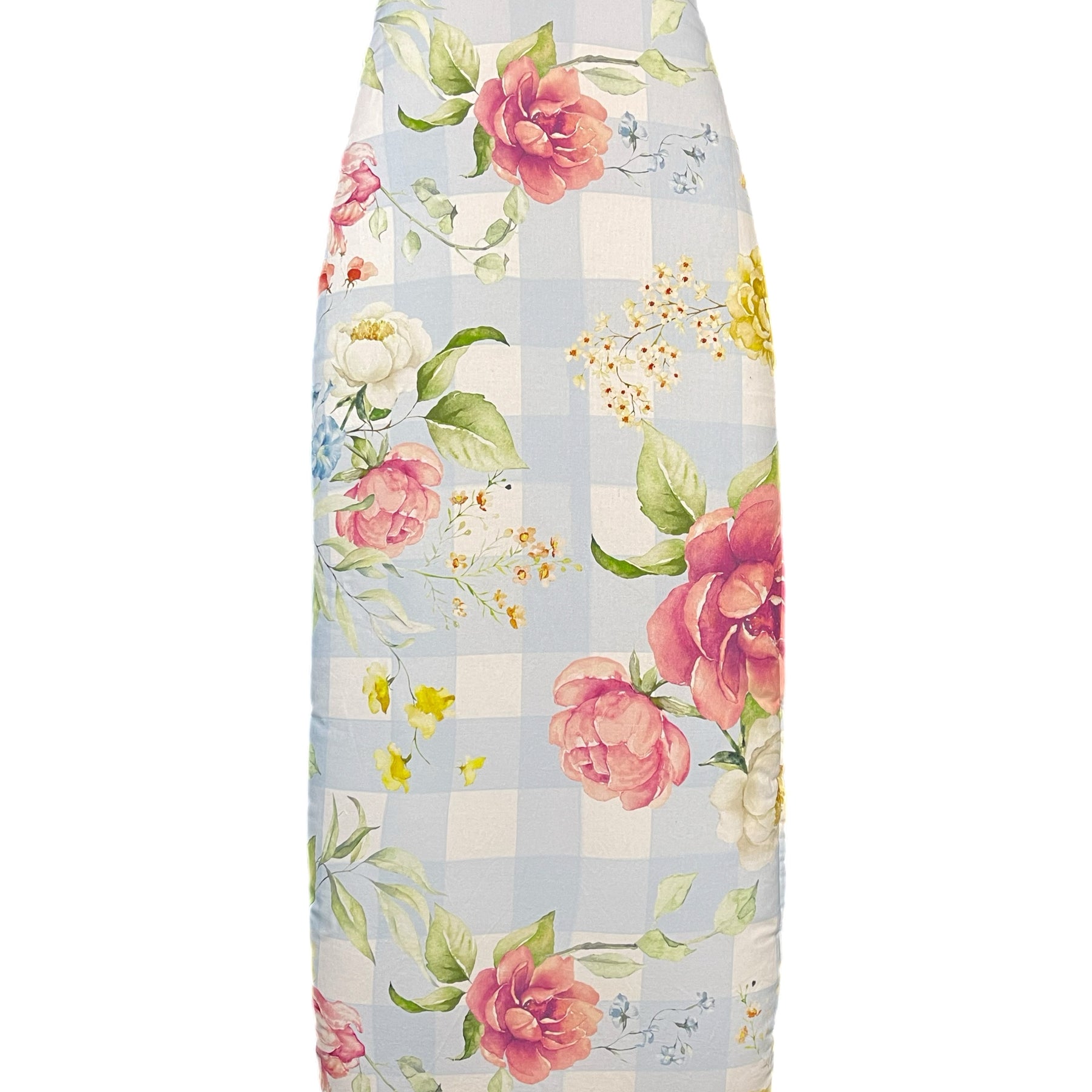 Padded Ironing board cover - Blue Check Rose