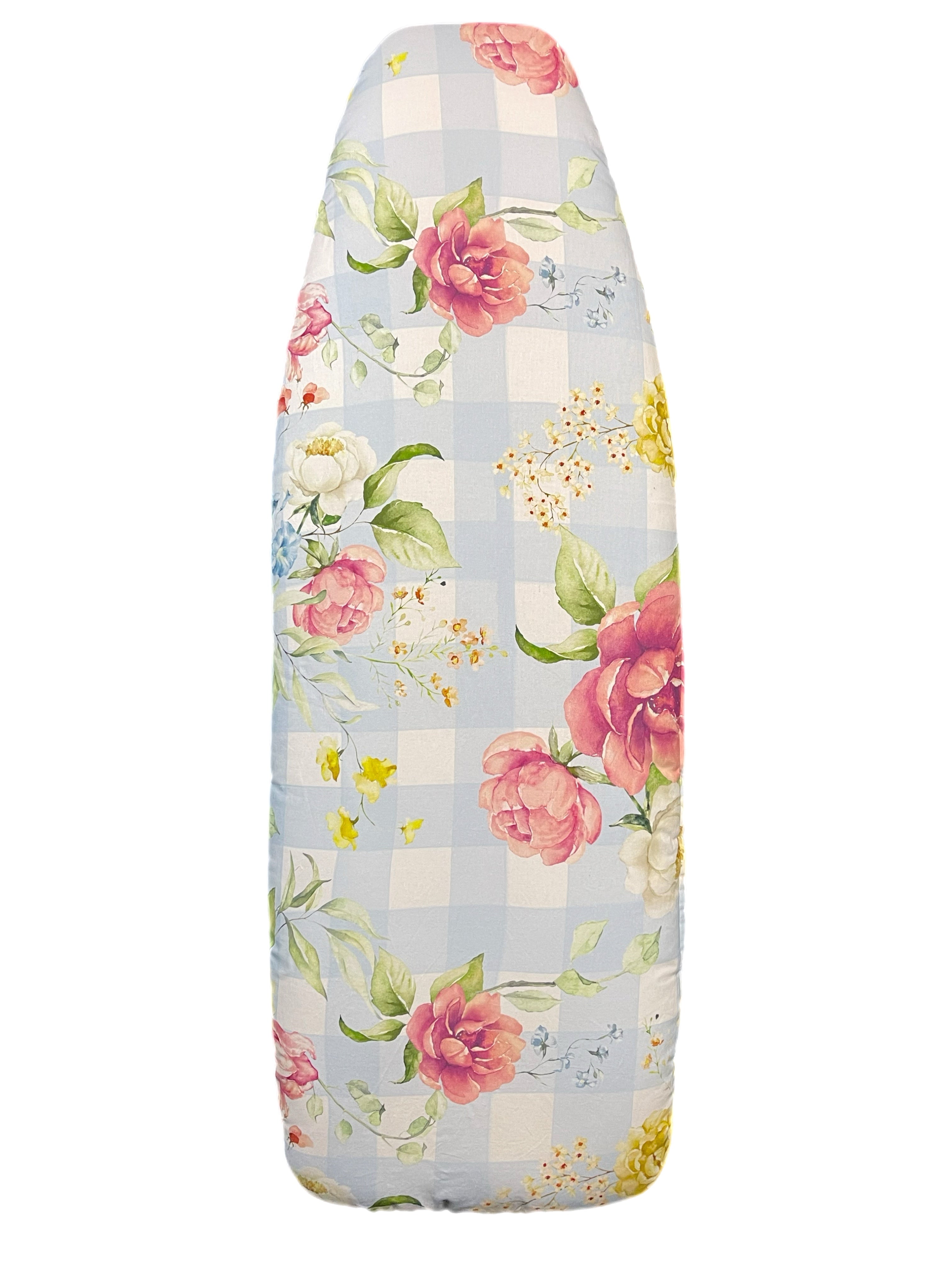 Padded Ironing board cover - Blue Check Rose