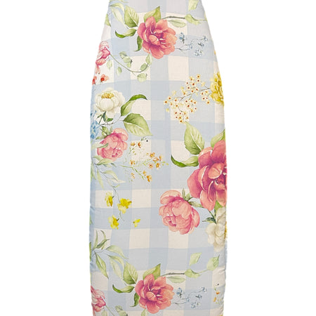 Padded Ironing board cover - Blue Check Rose