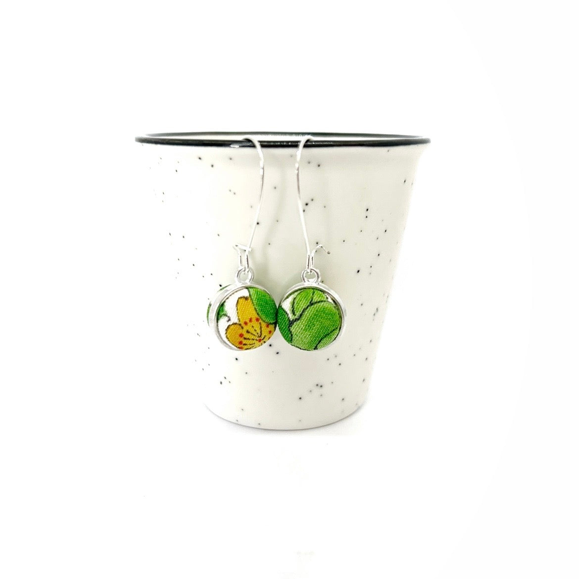 Double Sided Fabric Button Earrings