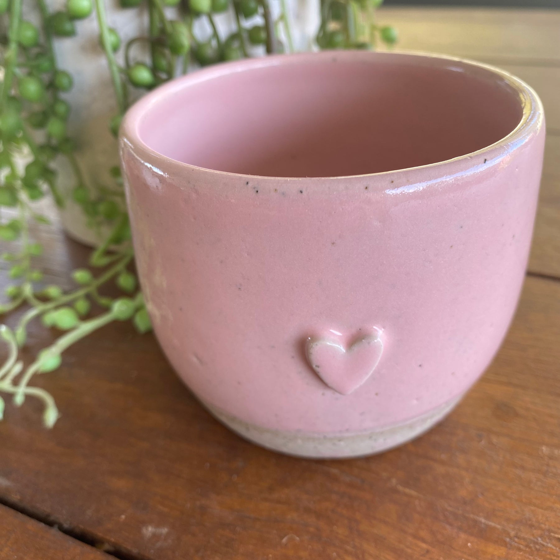 Pink heart latte cup, paint palette, brush rinse pot|Custom order for Sarah
