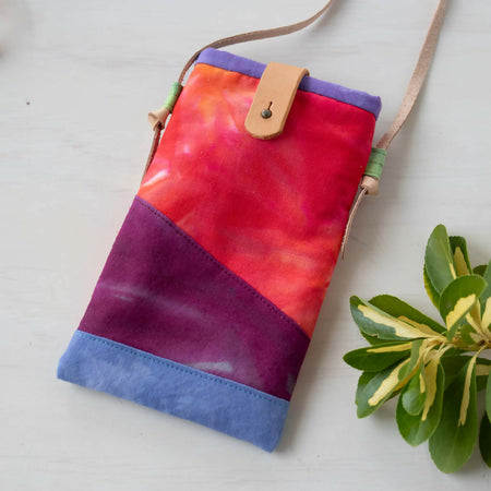 Ice Dyed Phone Carrier/Glasses Case, Red/Purple