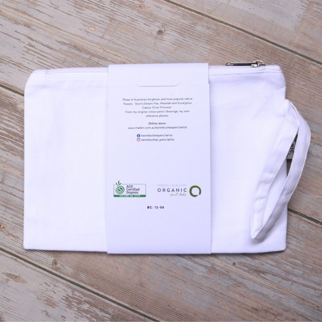 Australian Wildflowers | Zip Pouch | Clutch | Organic Cotton