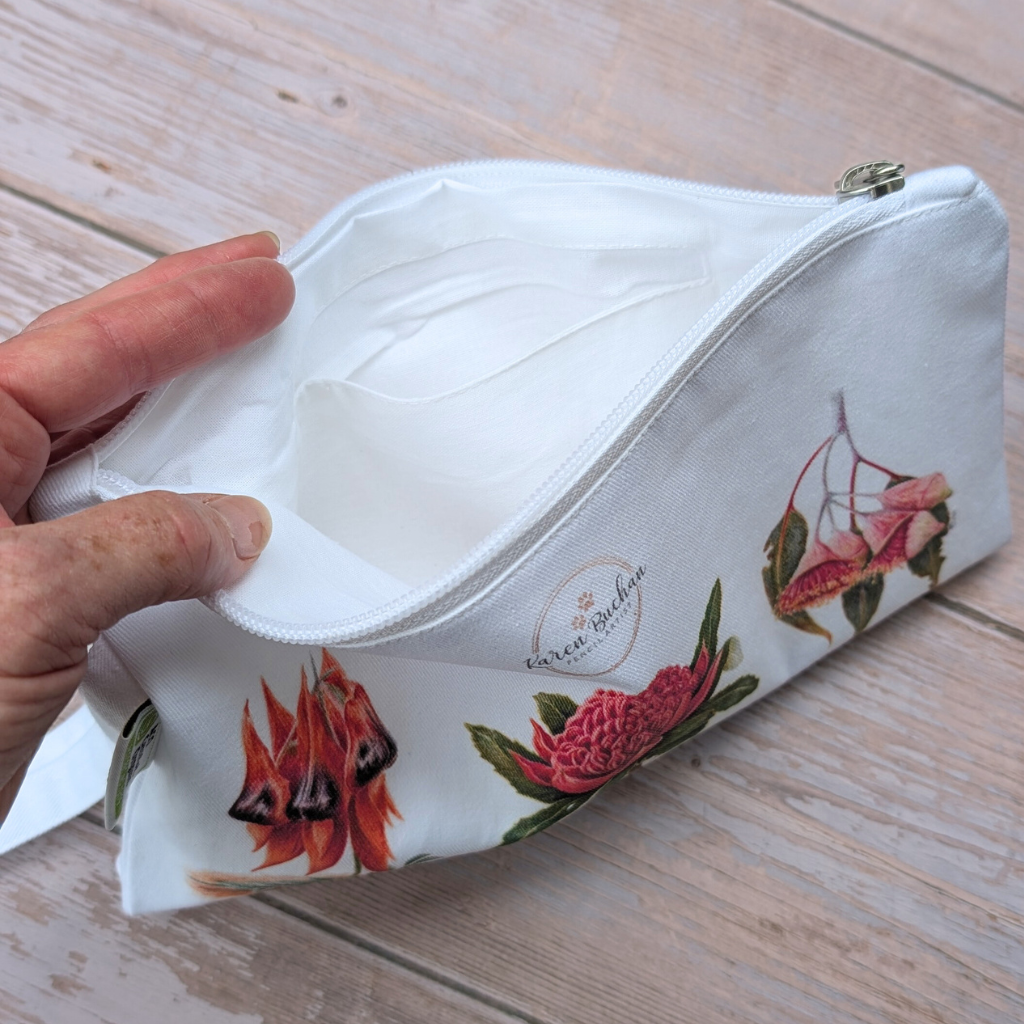 Australian Wildflowers | Zip Pouch | Clutch | Organic Cotton