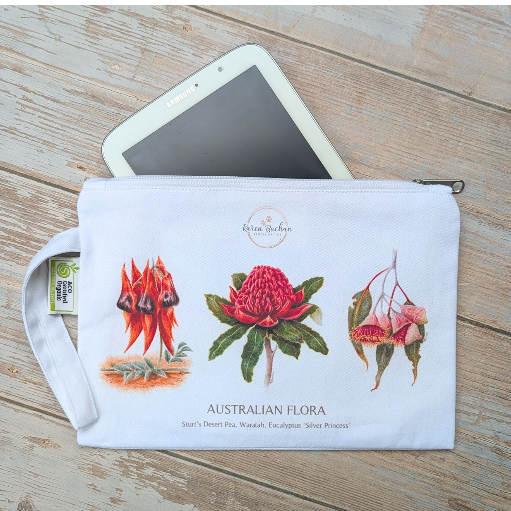 Australian Wildflowers | Zip Pouch | Clutch | Organic Cotton