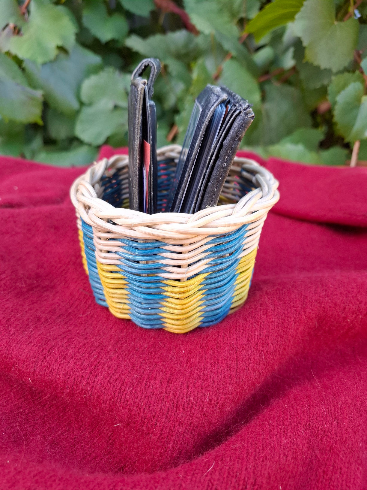Small blue yellow basket