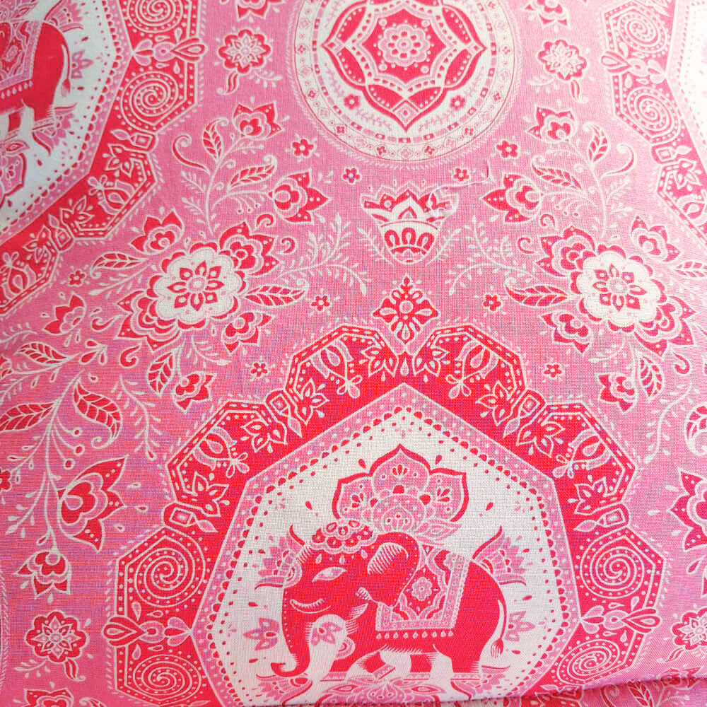 Handmade Pink Floral Cushion | Elephant Design | Includes Insert