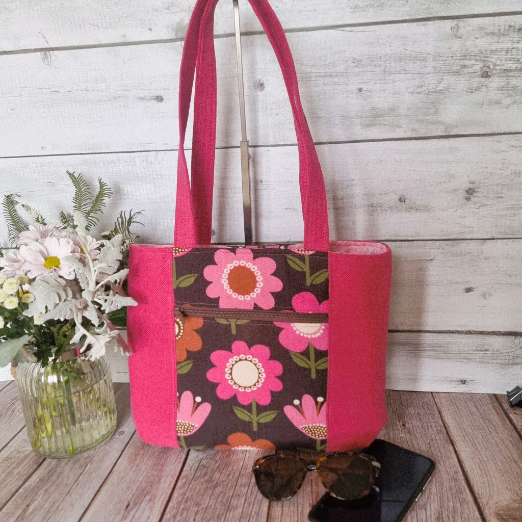 Upcycled Bright Funky Tote Bag