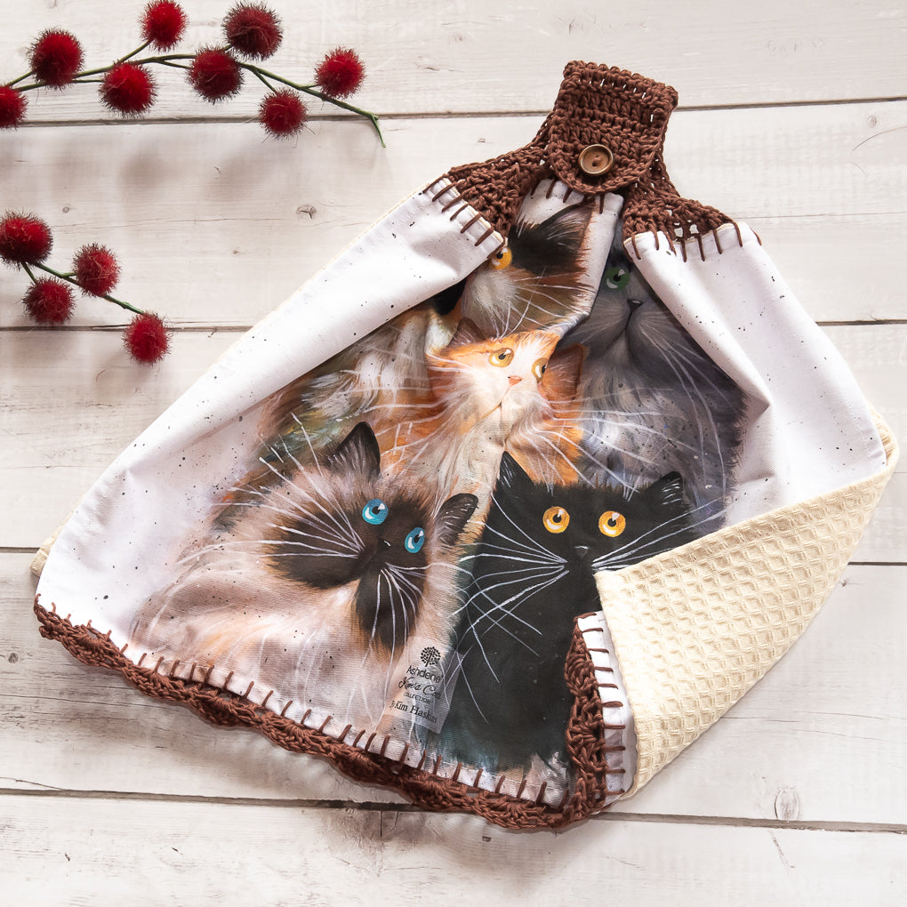 Cat Lovers Hanging Tea Towel/Hand Towel - Double Sided