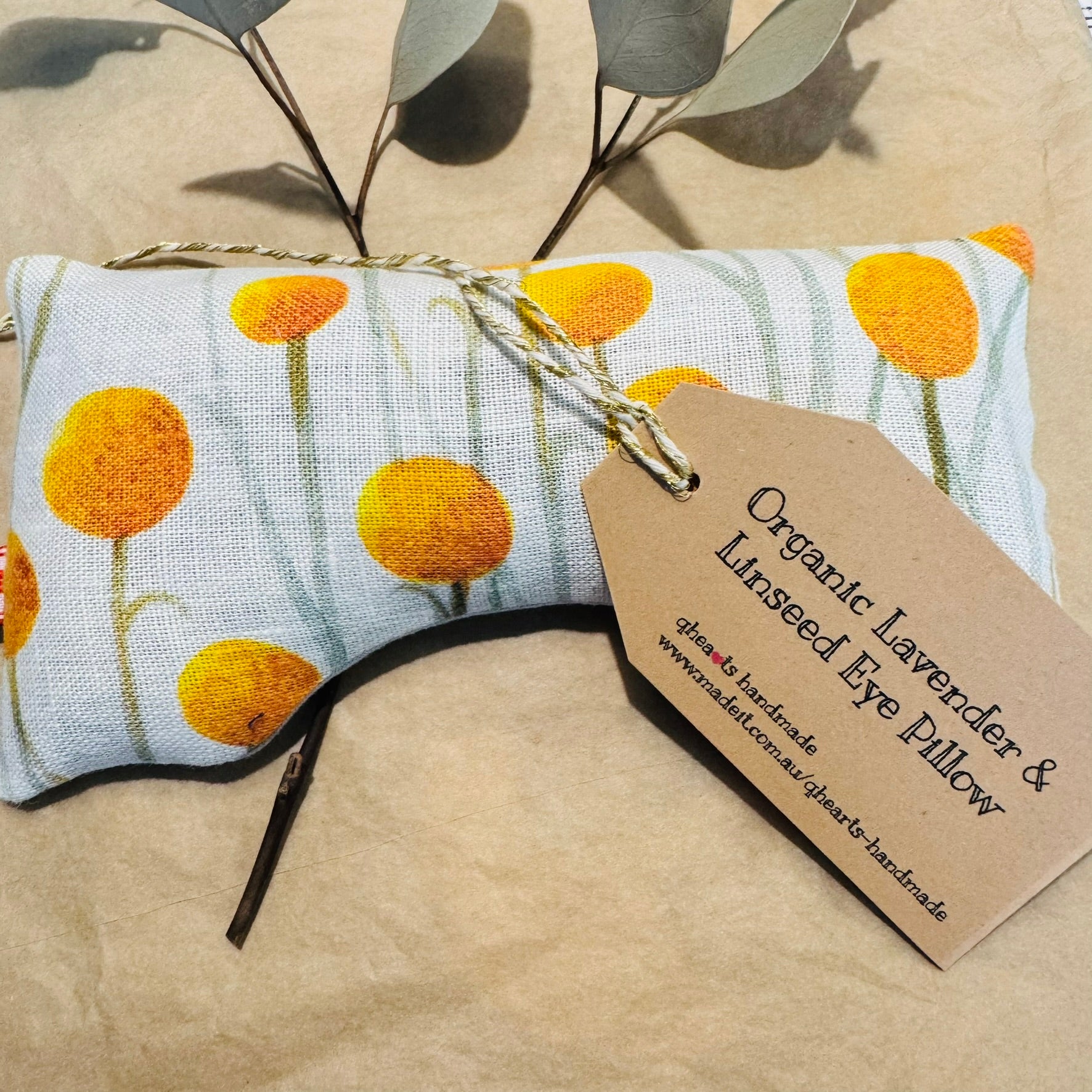 New Range - Organic Linseed OR Rice Eye Pillows with Option to add Organic Tasmanian Lavender