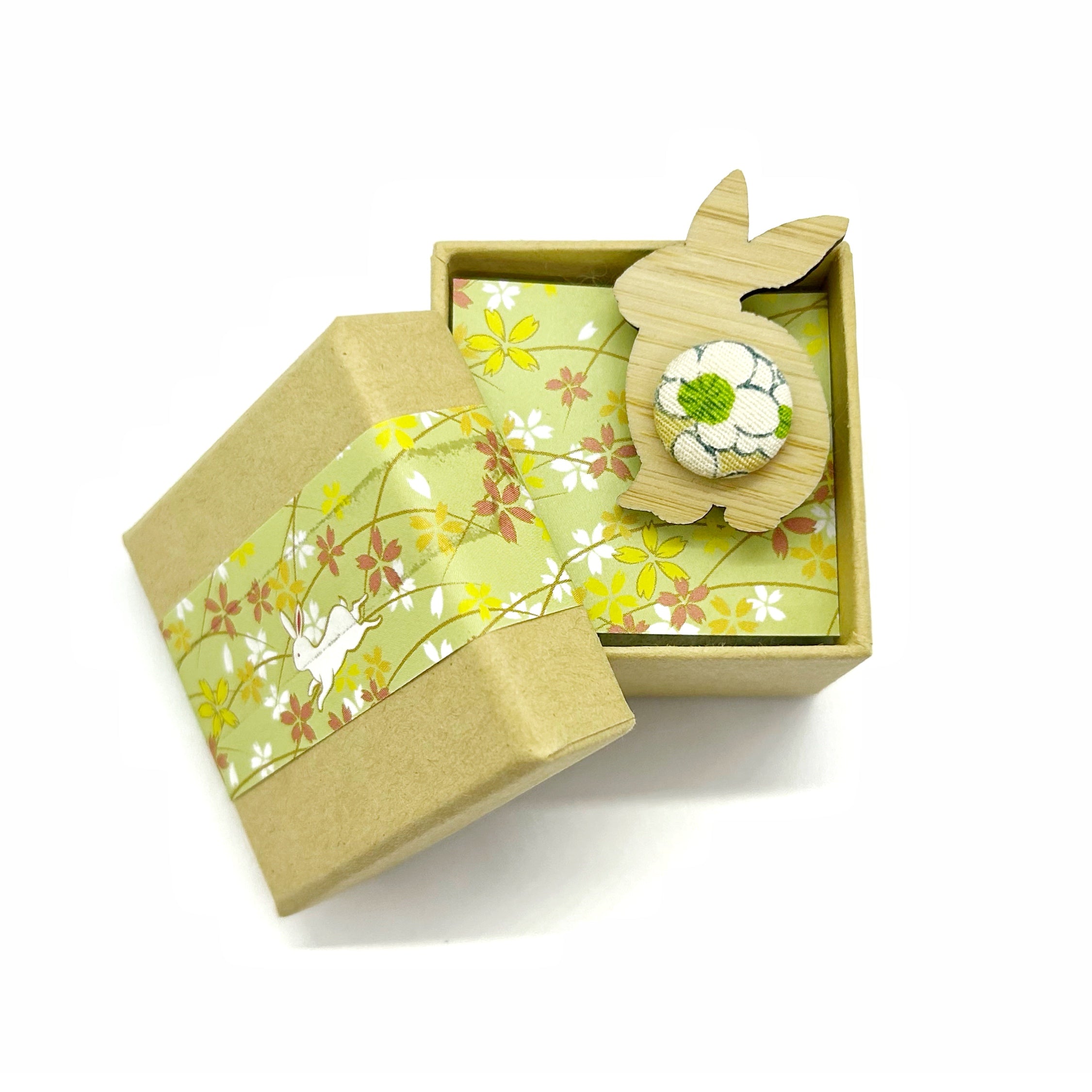 Bunny Brooch with Gift Box - Green