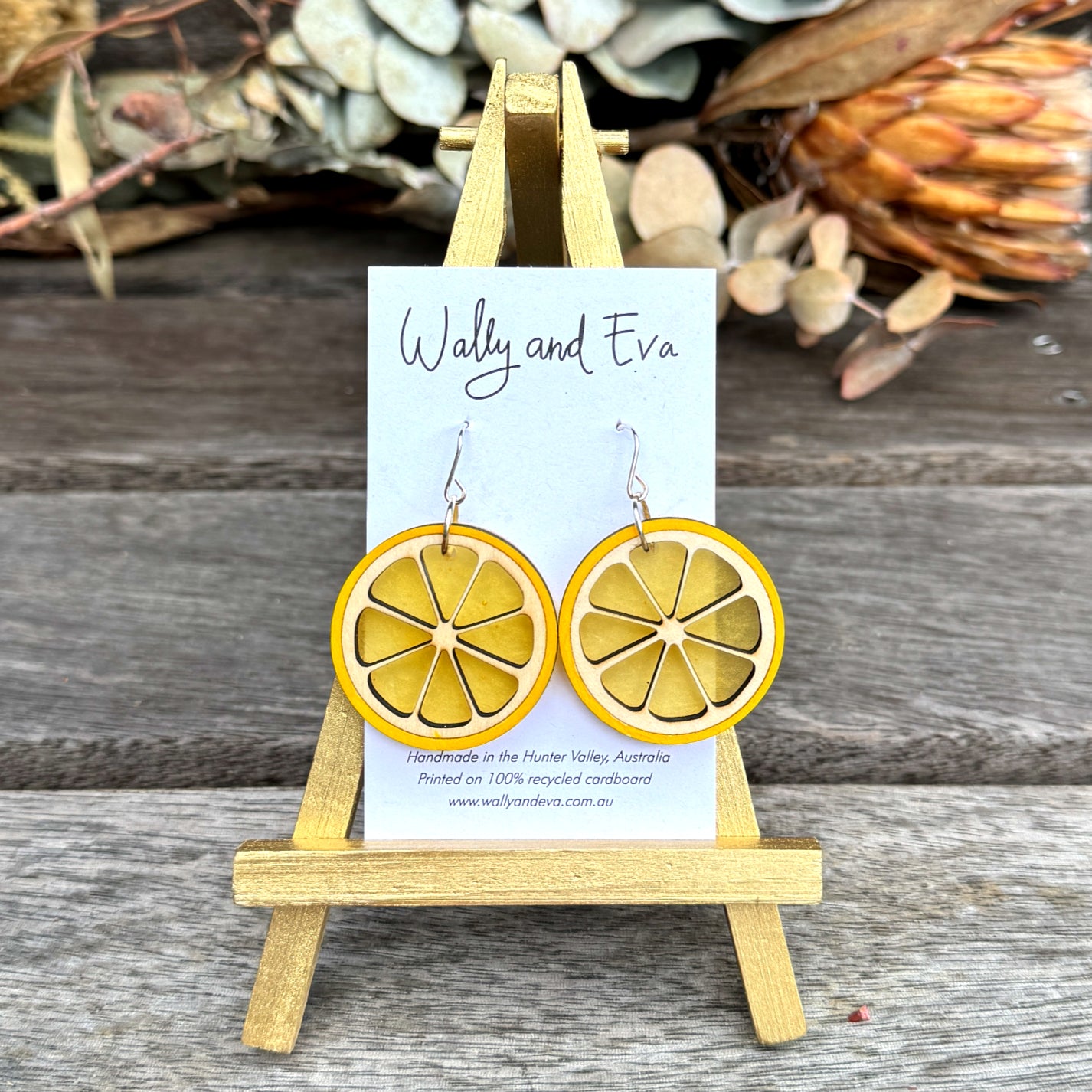 Lime Slice Hand Painted Wood and Resin Earrings