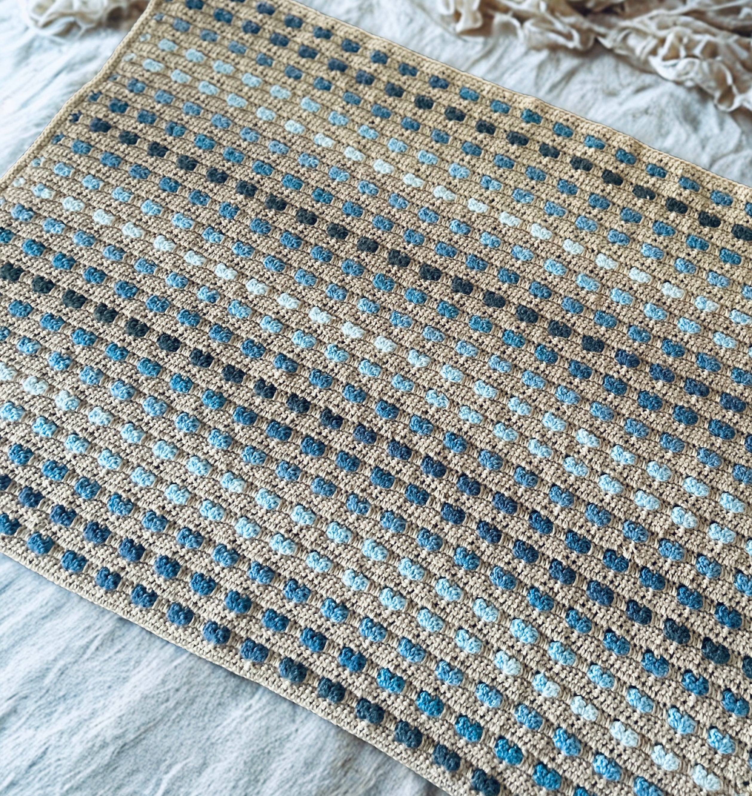 Baby Blue Pebble Drops Crochet Baby Blanket