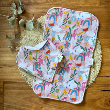 Baby Bib and Burp Cloth Set | Pink Cockatoo | Made to Order