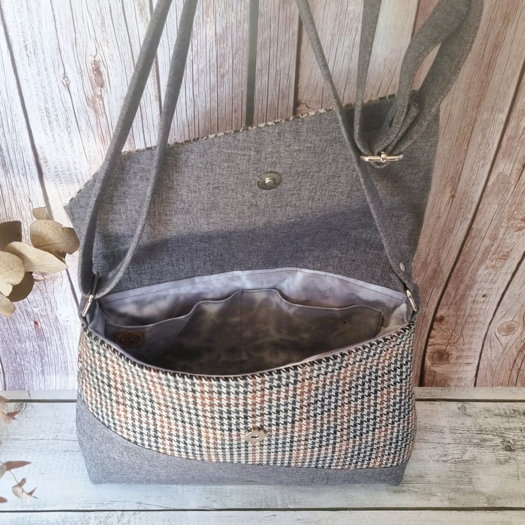 Upcycled classic vintage style handbag - grey tweed