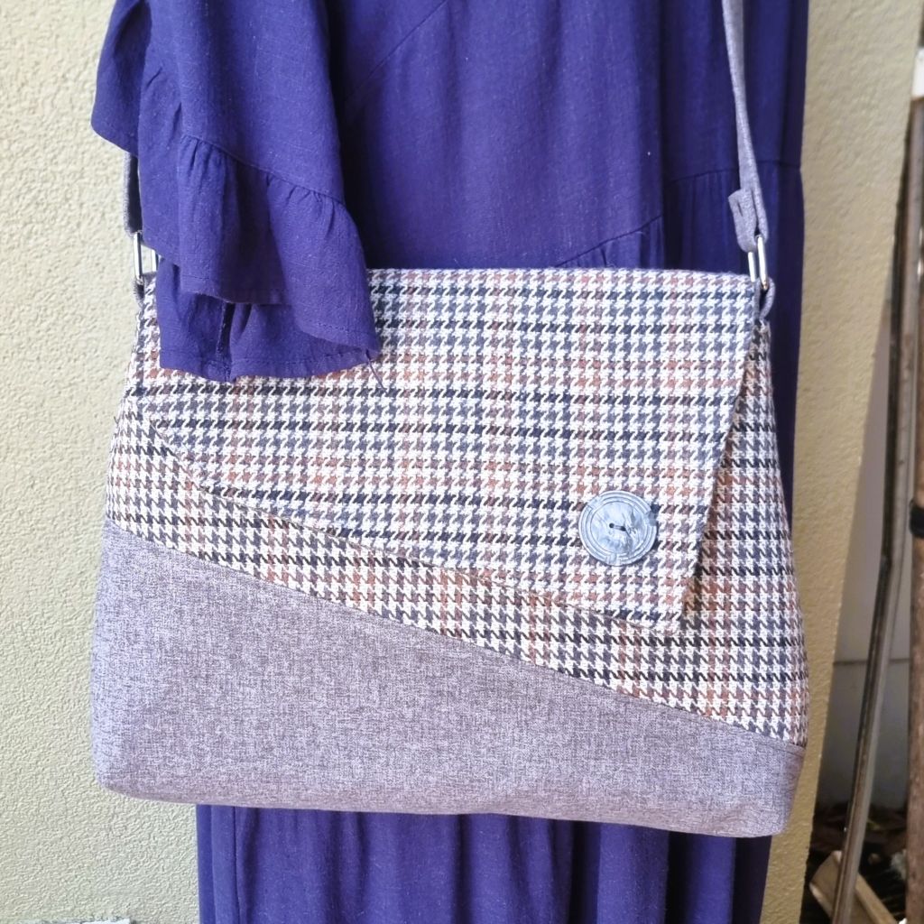 Upcycled classic vintage style handbag - grey tweed