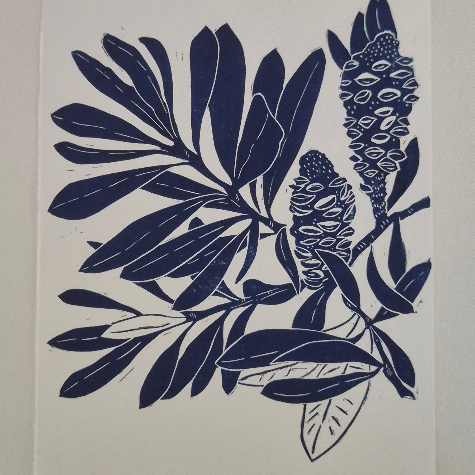 Linocut print Banksia