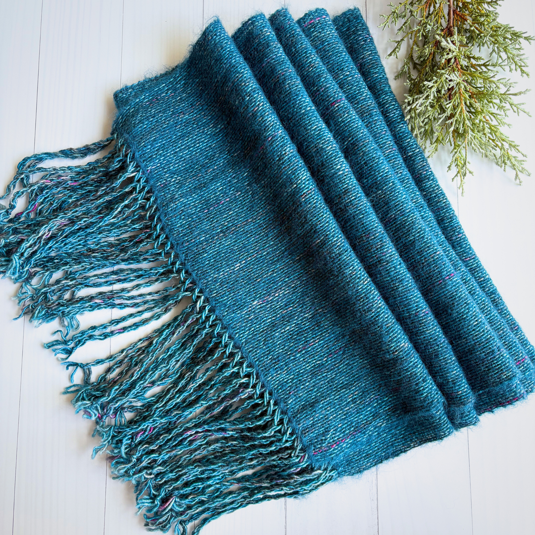 Handwoven scarf - wool/alpaca/silk - turquoise - gorgeously soft
