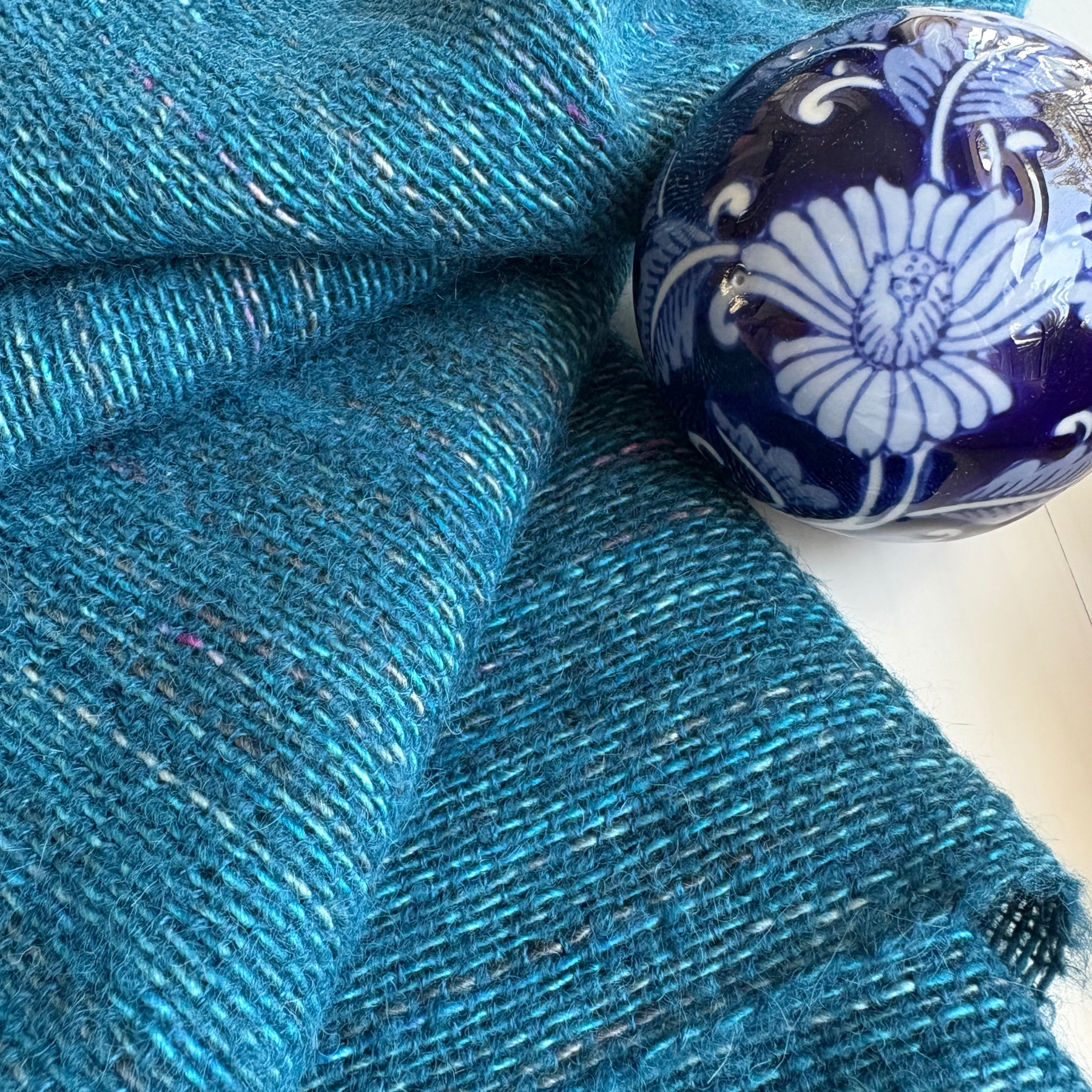 Handwoven scarf - wool/alpaca/silk - turquoise - gorgeously soft