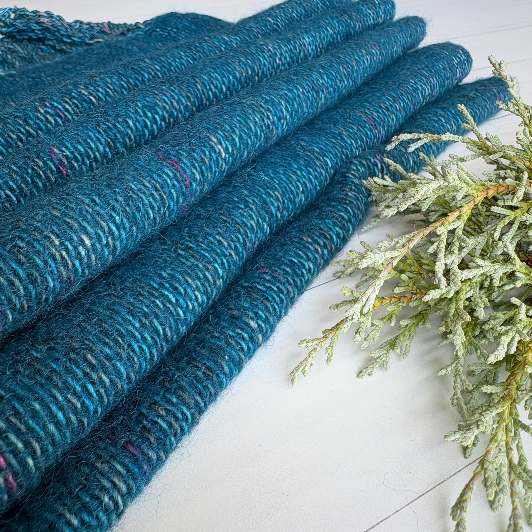 Handwoven scarf - wool/alpaca/silk - turquoise - gorgeously soft
