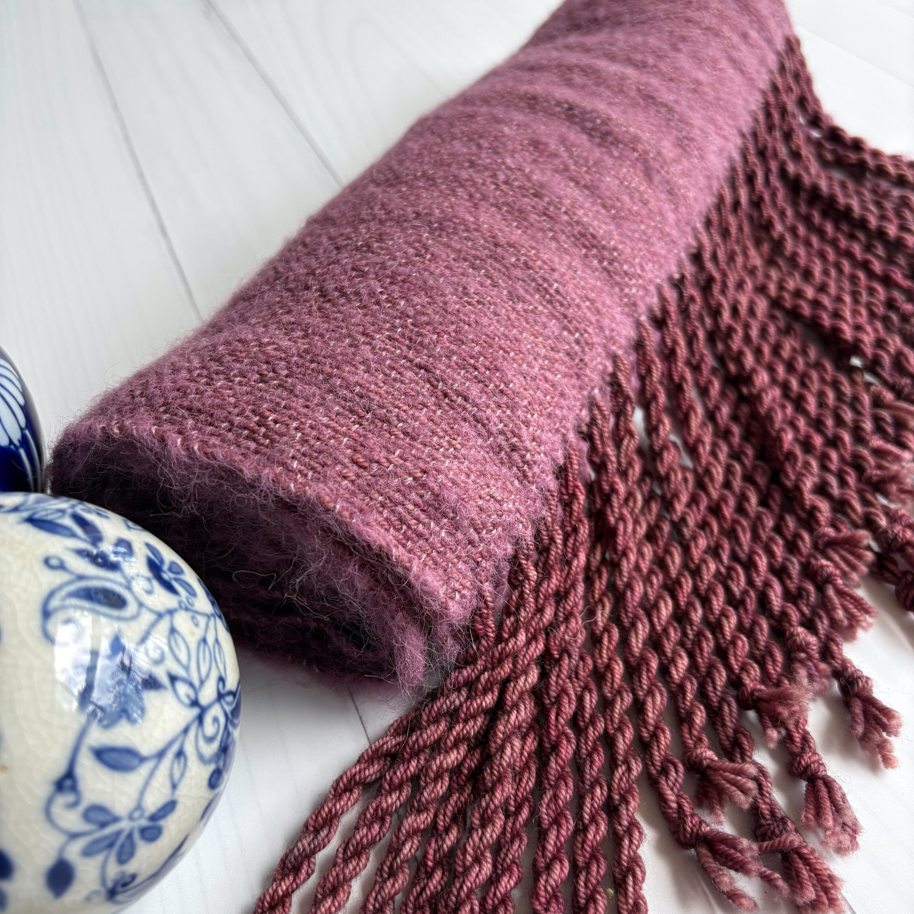 Handwoven scarf - wool/alpaca/silk - purple - gorgeously soft