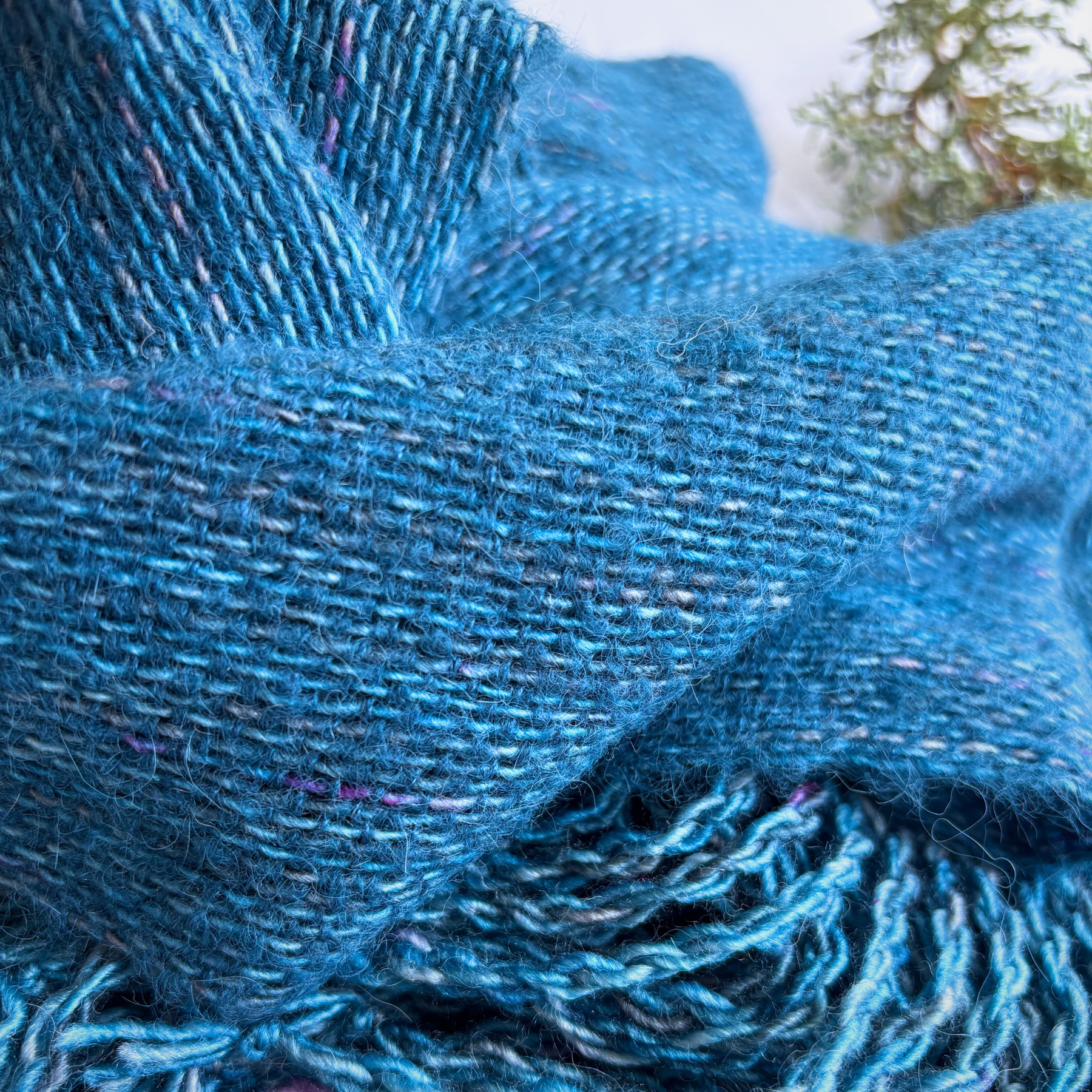Handwoven scarf - wool/alpaca/silk - turquoise - gorgeously soft