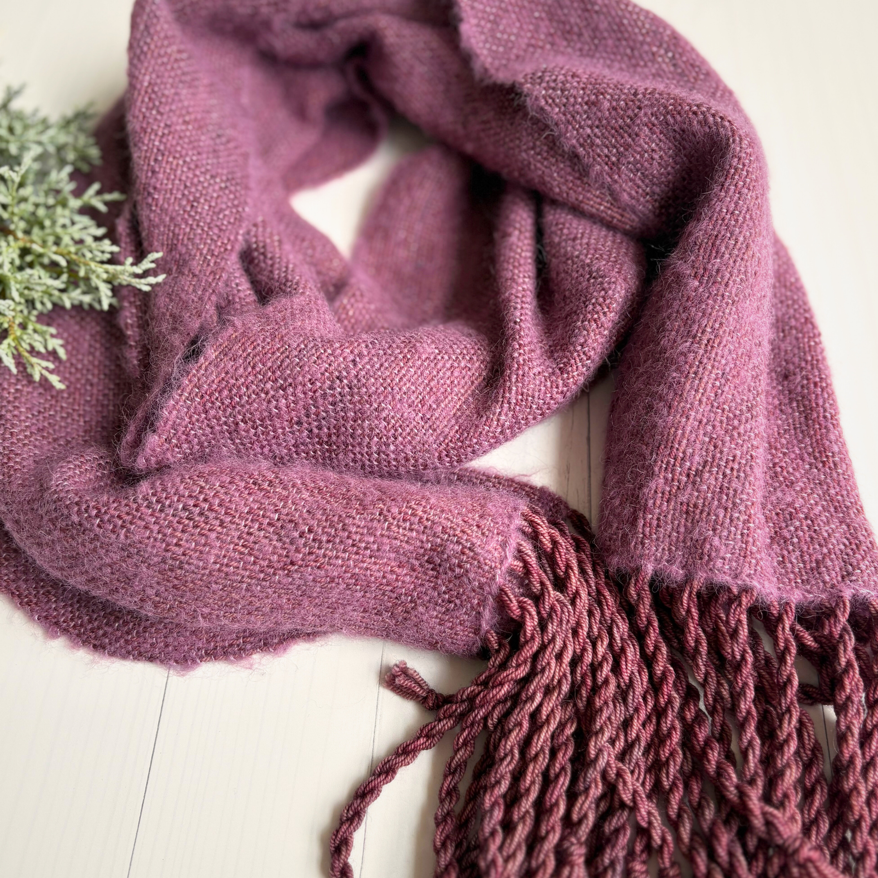 Handwoven scarf - wool/alpaca/silk - purple - gorgeously soft