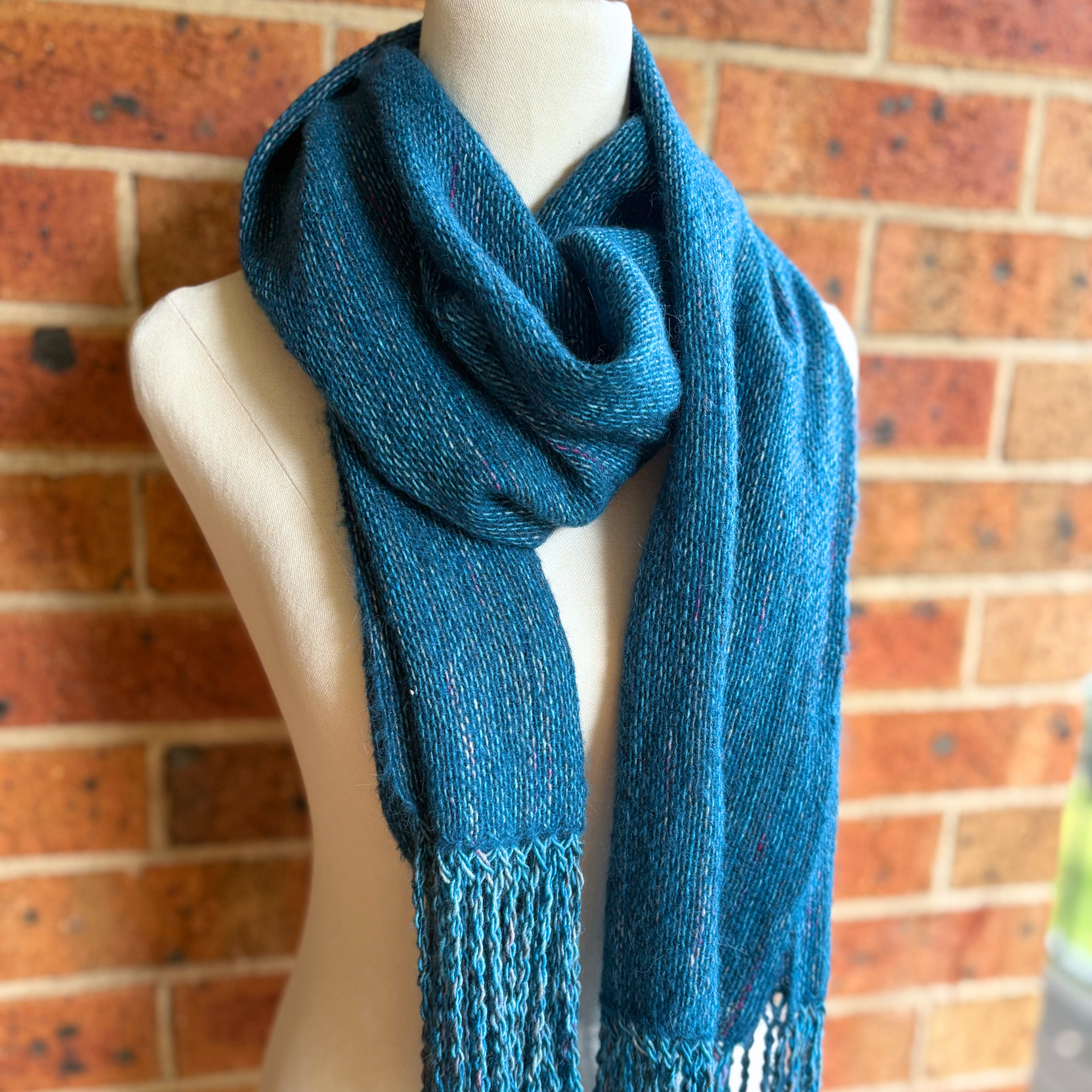 Handwoven scarf - wool/alpaca/silk - turquoise - gorgeously soft
