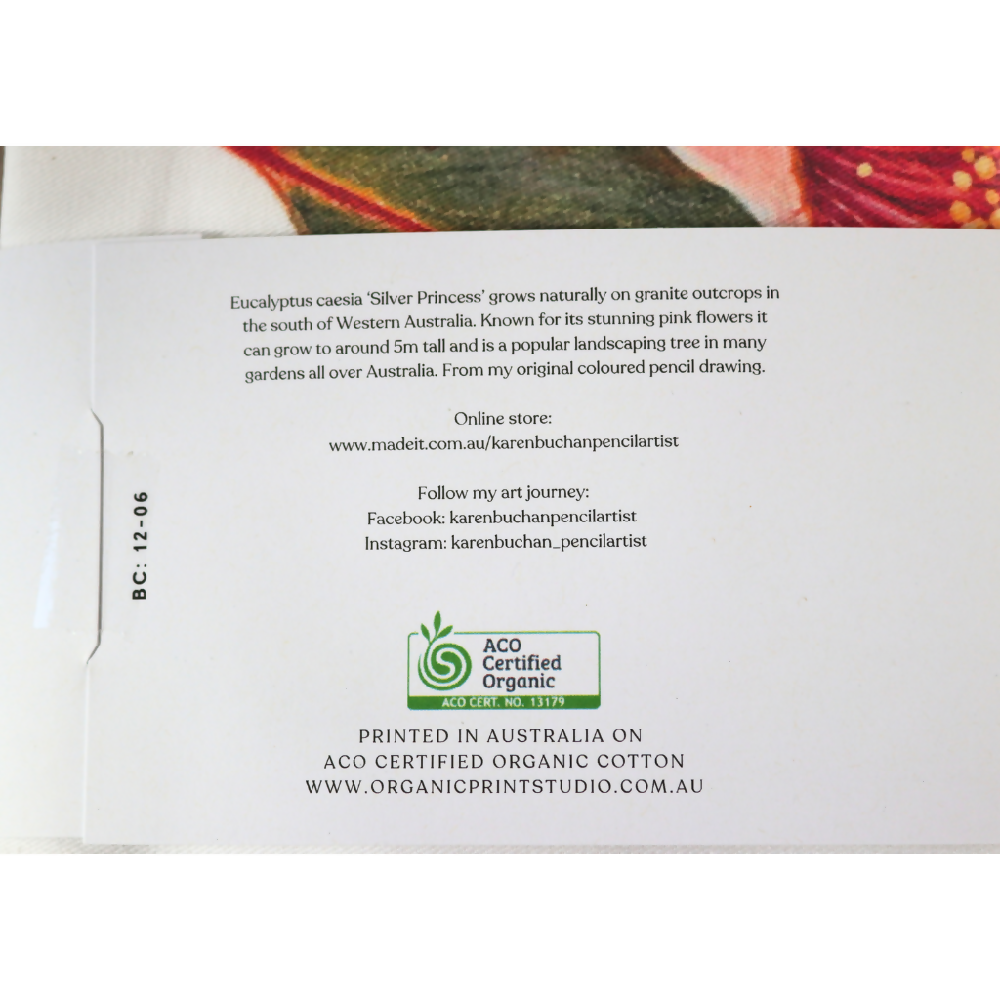 Australian-artist-illustration-tote-bag-eucalyptus-silver-princess-text