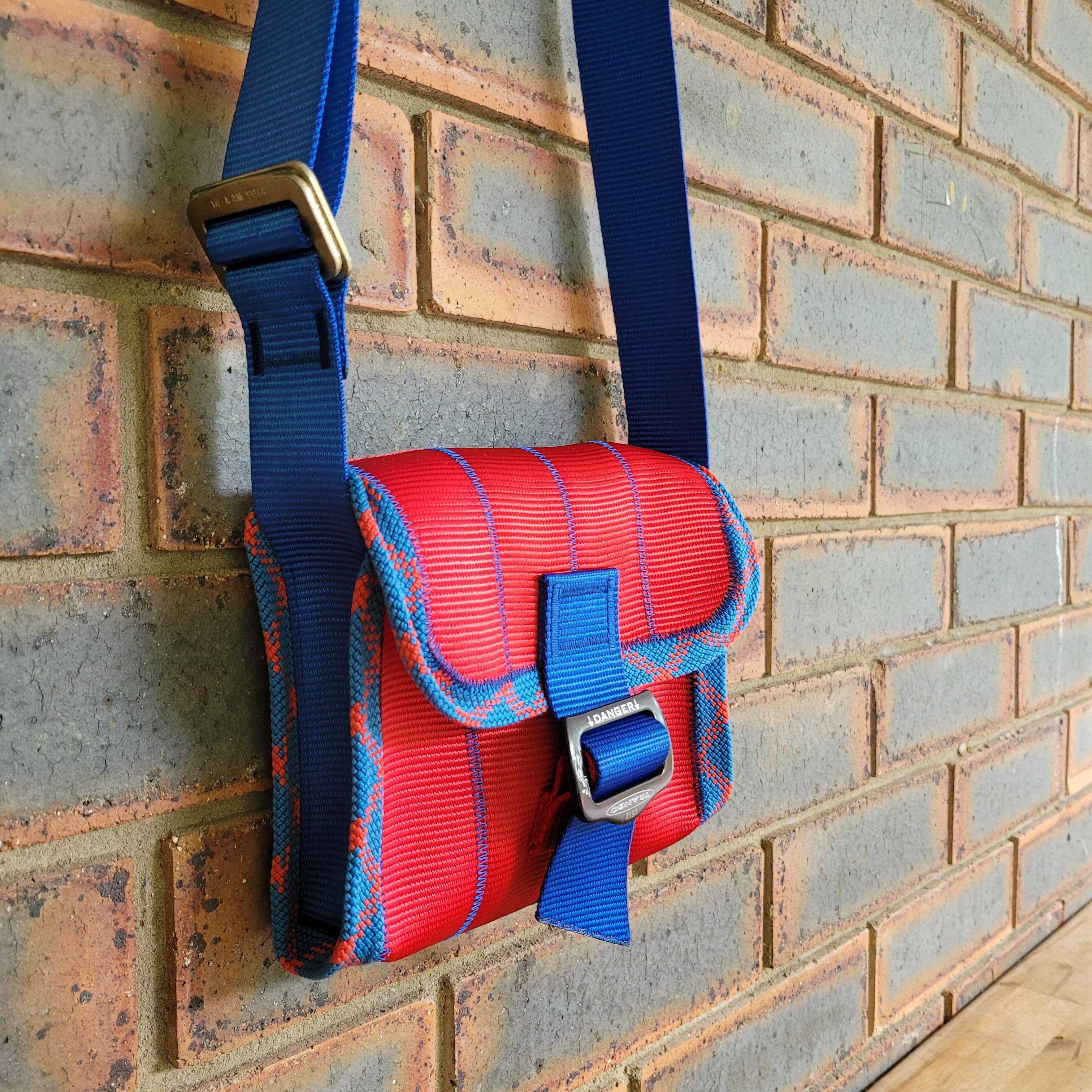 Upcycled Mini Satchel Bag [Red-Blue]