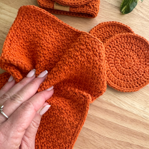 Handmade Pamper Pack | Crochet Body & Face Scrubbie set | Burnt Orange