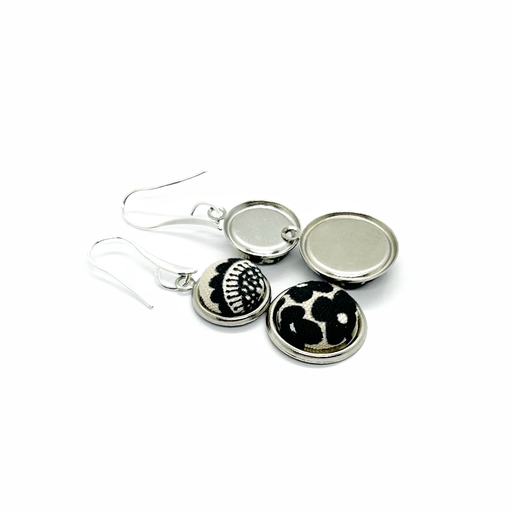 Double Drop Kimono Fabric Button Earrings