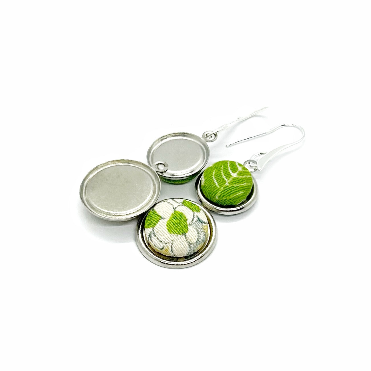 Double Drop Kimono Fabric Button Earrings