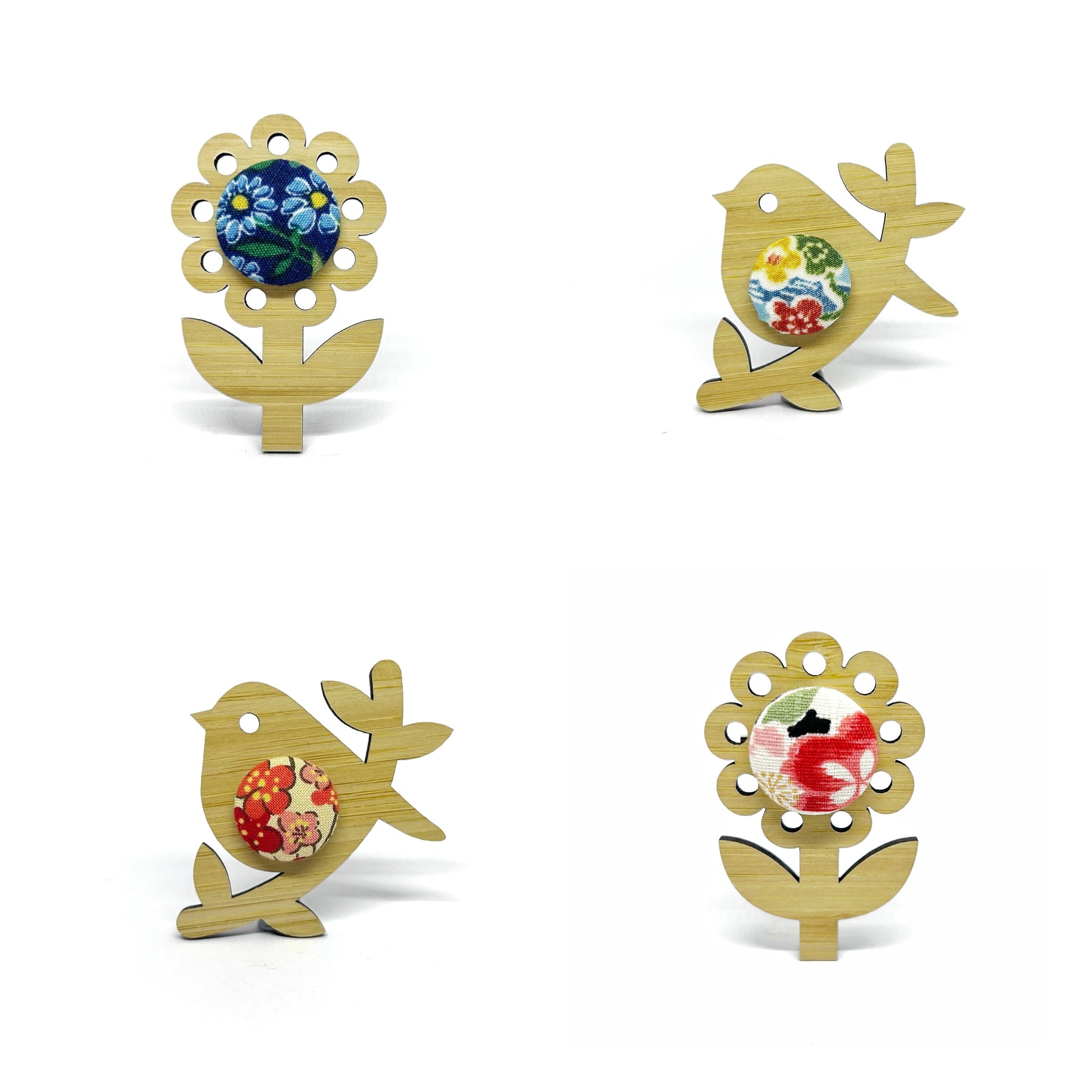 Kimono Brooches - Birdie and Sunflower